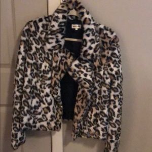 Sunset & Spring Leopard Print Faux Fur Jacket